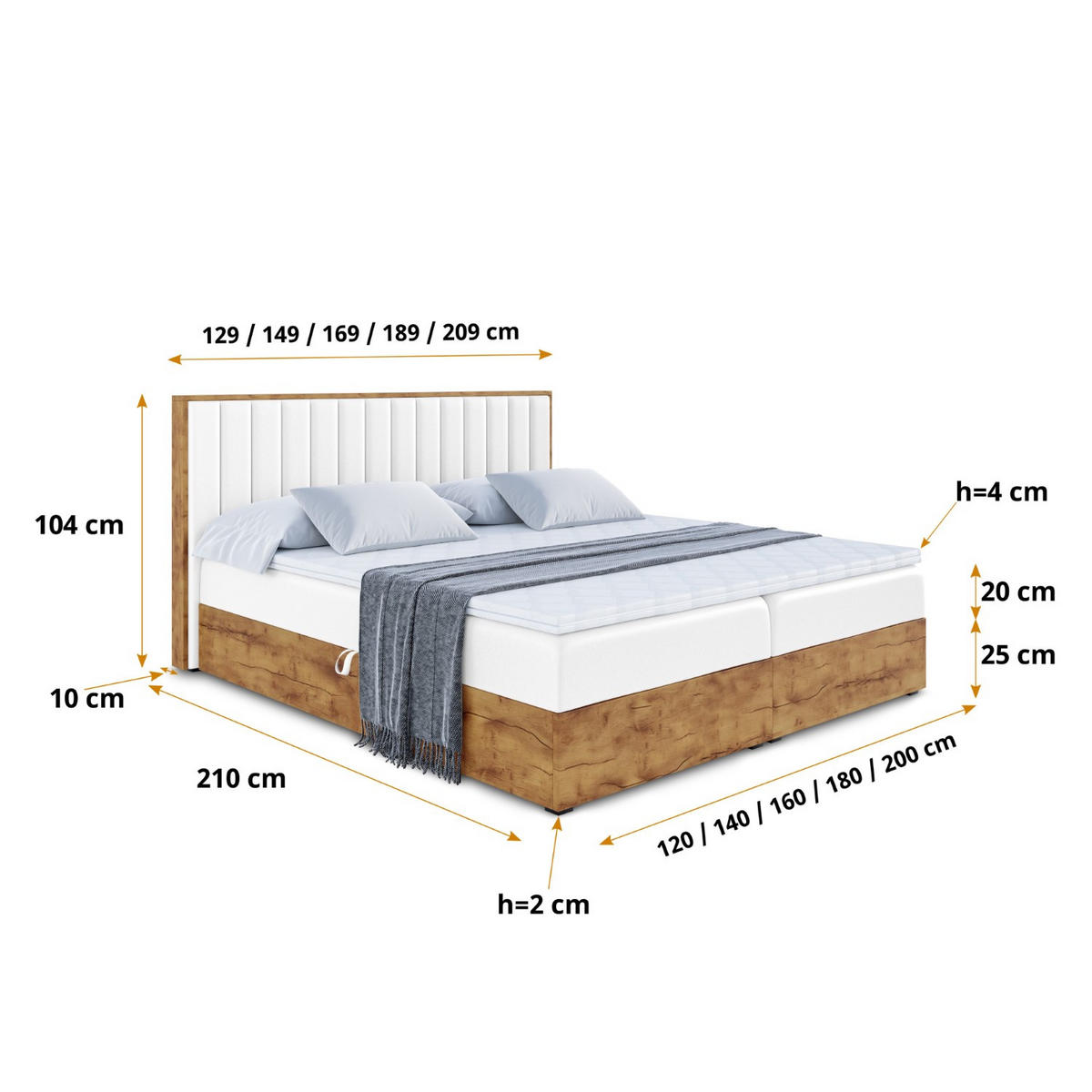 BOXBETT mit Matratze H4 und Lattenrost - LOLLI4 - 120x200 - Weiß Hochglanz - Weiß, Holzwerkstoff/Kunststoff (120/200cm) - ALTDECOR