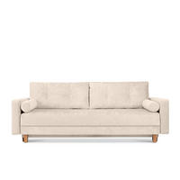 3-SITZER-SCHLAFSOFA ERISO mit weiche Sitzfläche und hohe Rückenlehne, Chenille-Stoff, ecru - Ecru/Braun, Textil (220/80/100cm) - KONSIMO®