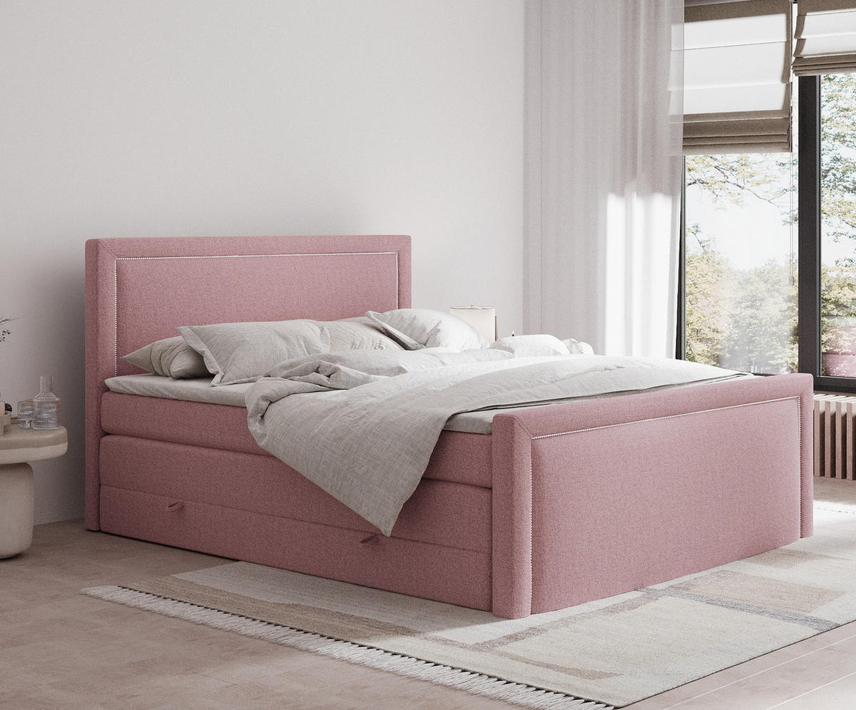 BOXSPRINGBETT Lavenda Rosa 160/200 cm - Schwarz/Rosa, Holz/Holzwerkstoff (160/200cm) - Maison de Reve
