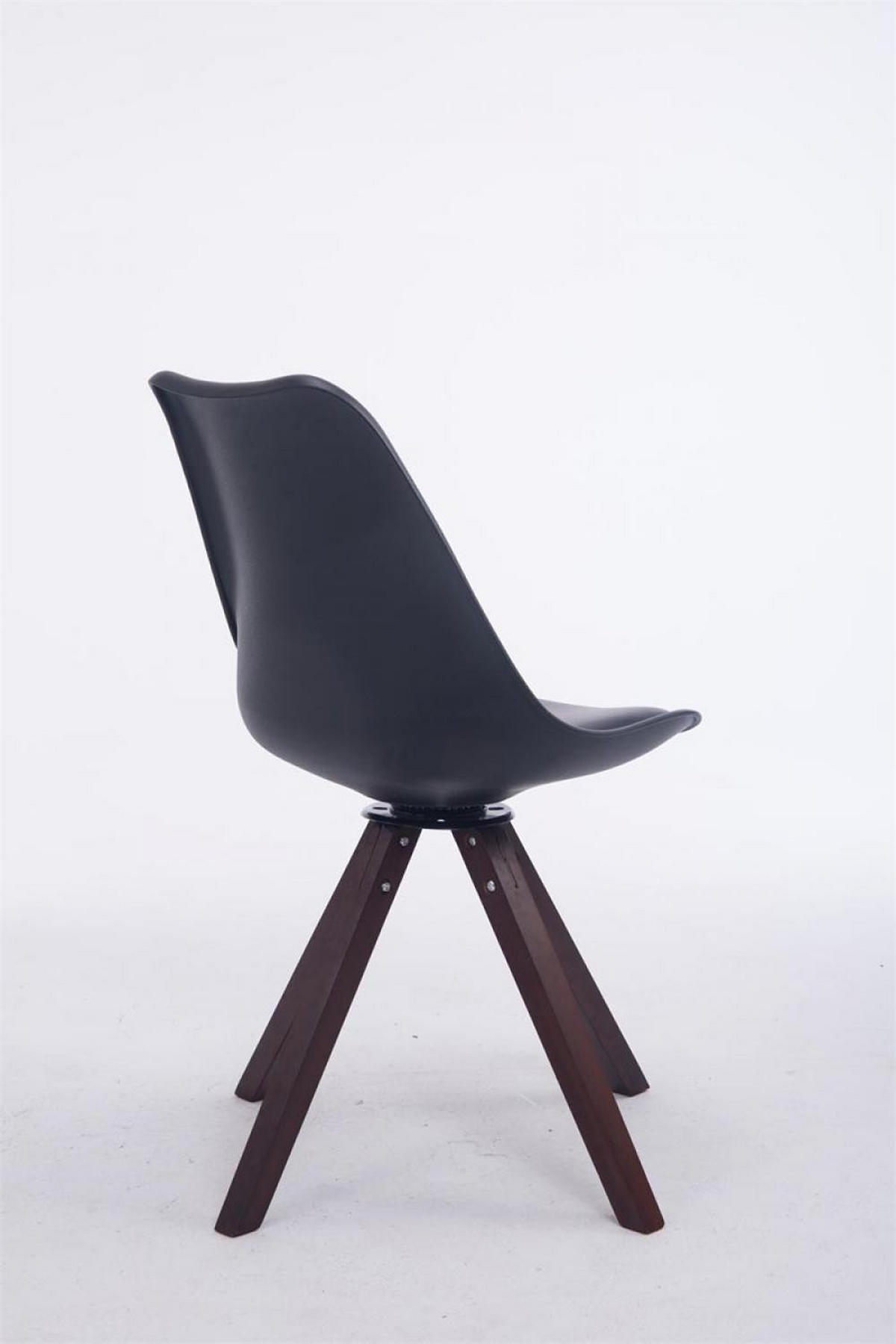 DREHSTUHL Lederlook Schwarz - Walnussfarben/Schwarz, Holz/Textil (48/84/56cm) - CLP