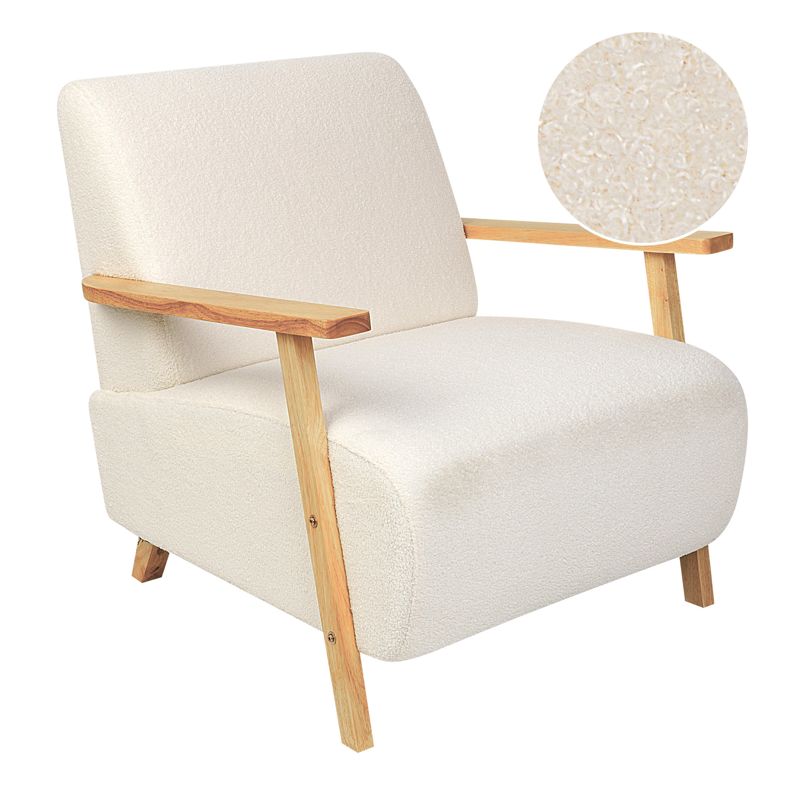 SESSEL Bouclé Hellbeige Lesja - Hellbraun/Beige, Textil (77/79/90cm) - Beliani