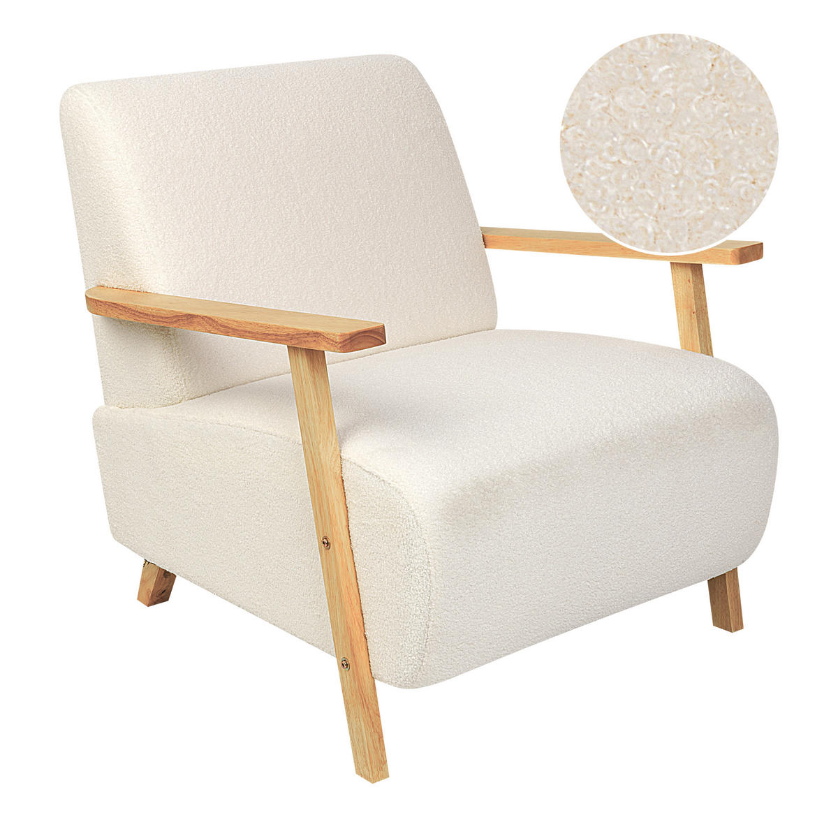 SESSEL Bouclé Hellbeige Lesja - Hellbraun/Beige, Textil (77/79/90cm) - Beliani