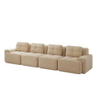 4-SITZER SOFA Cord Beige rutschfeste Basis - Beige, Textil (382/69/104cm) - WISHDOR