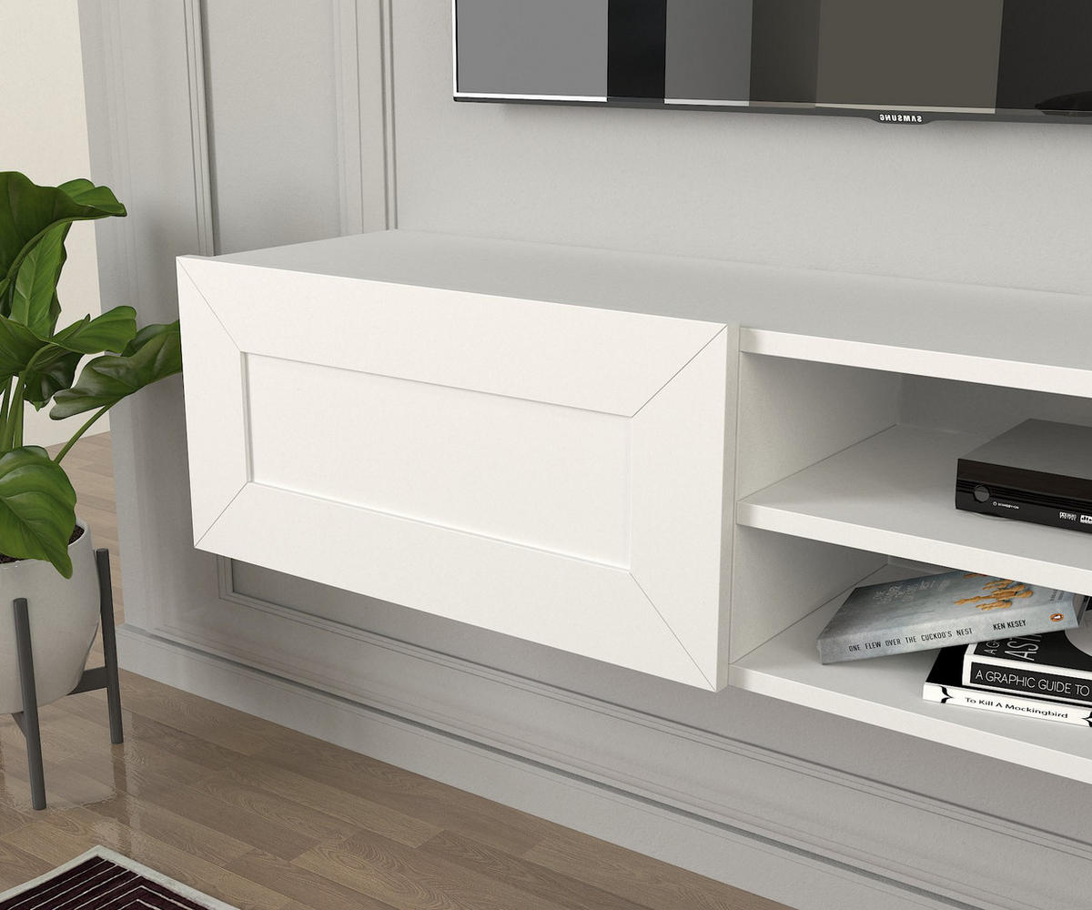 TV-LOWBOARD Hängend Piuma Weiß - Weiß, Holzwerkstoff (180/29.1/29.6cm) - moebel17