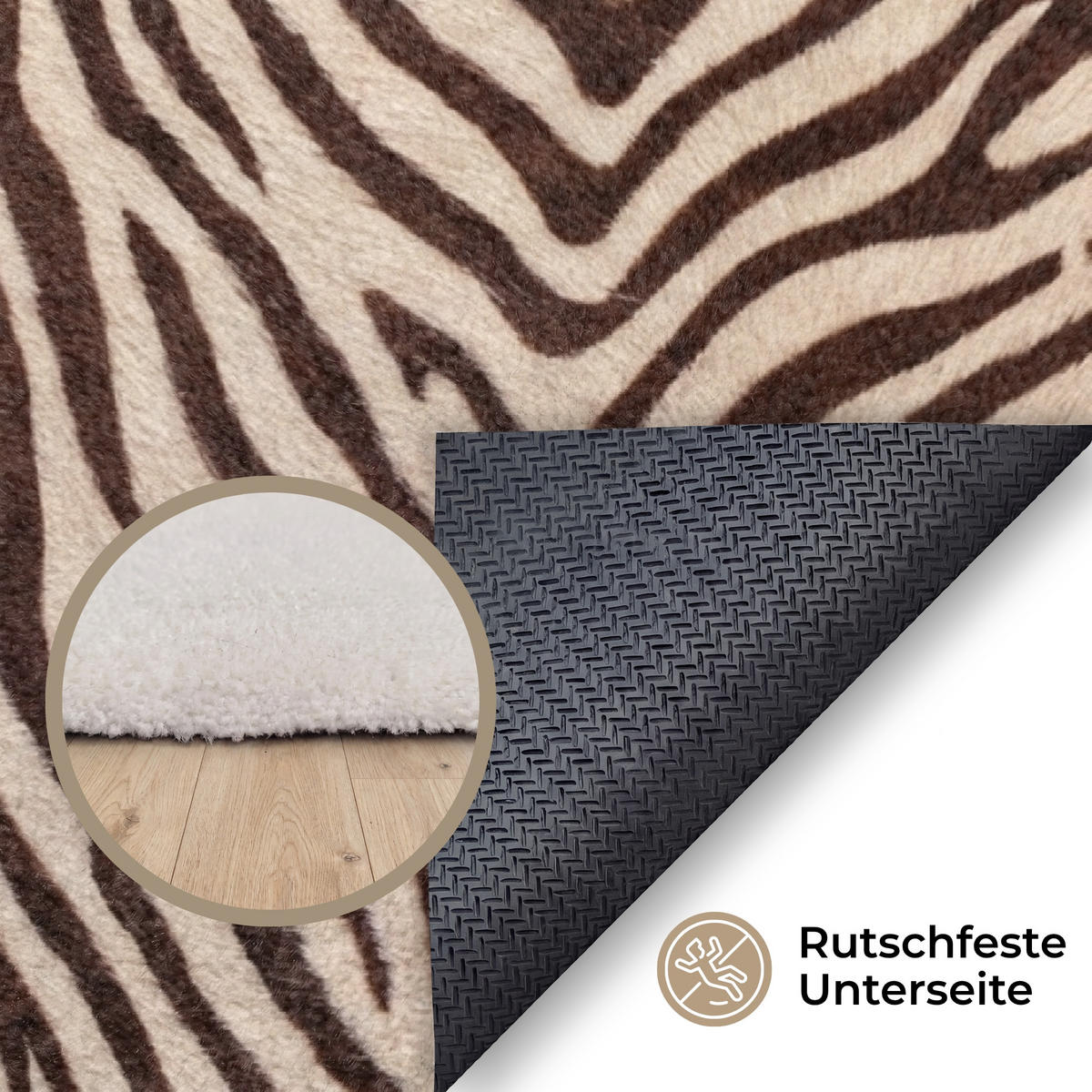 KOBERCE - Zebra - Pruhy - hnedá - 180x120 cm - čierna, textil/plast (180/0.4cm) - OnlyWow