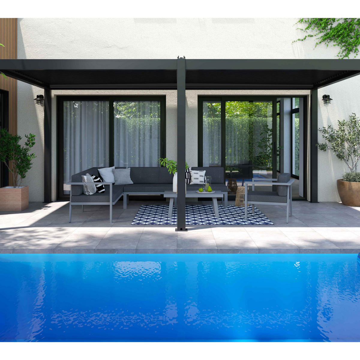 PERGOLA 3x6 m, Grau - Grau, Metall (300/250/600cm) - Oviala