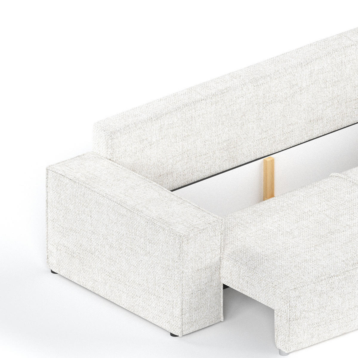 SOFA RESSO mit Schlaffunktion Creme im Neve Stoff - Creme/Schwarz, Holz/Holzwerkstoff (255/70/105cm) - AltaBeds