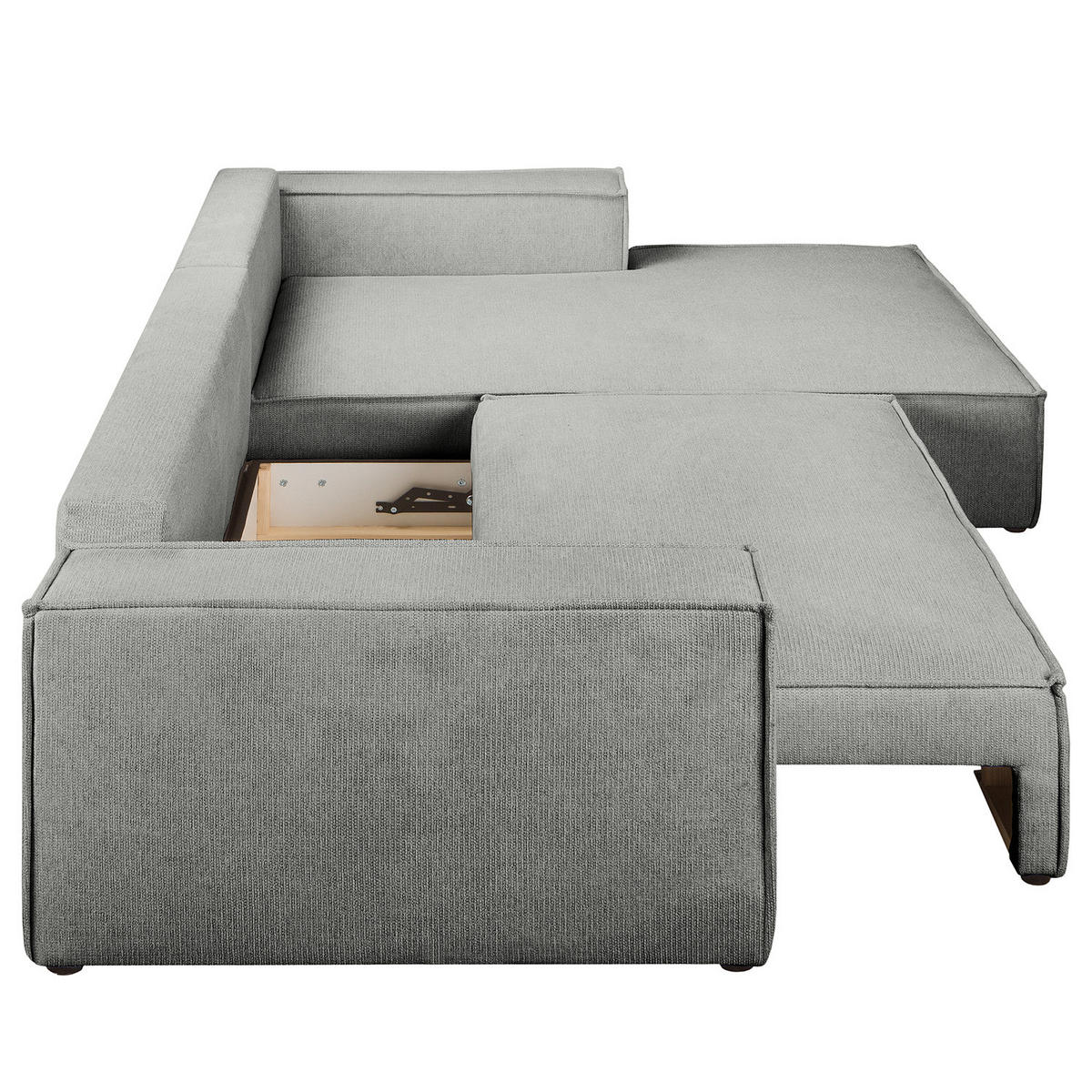 ECKSOFA mit Schlaffunktion - Longchair - Dunkelgrau/Schwarz, Kunststoff/Textil (294/185cm) - home24