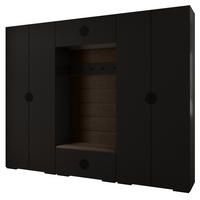 GARDEROBEN-SET 236,7/300/47 - Schwarz/Braun, Holz/Kunststoff (300/236.7/47cm) - Abiks Möbel