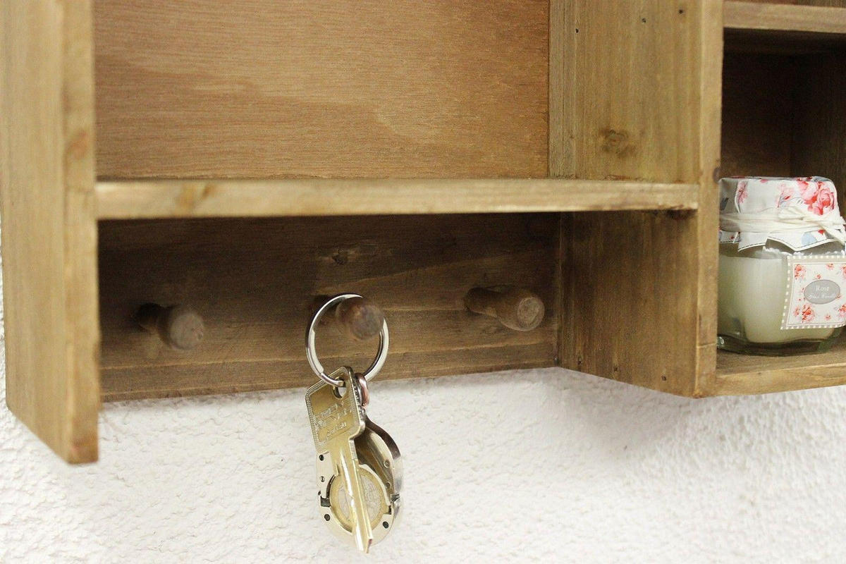 WANDREGAL mit 3 Haken Holz Braun 34/10/24 cm - Braun, Holz (34/24/10cm) - DanDiBo