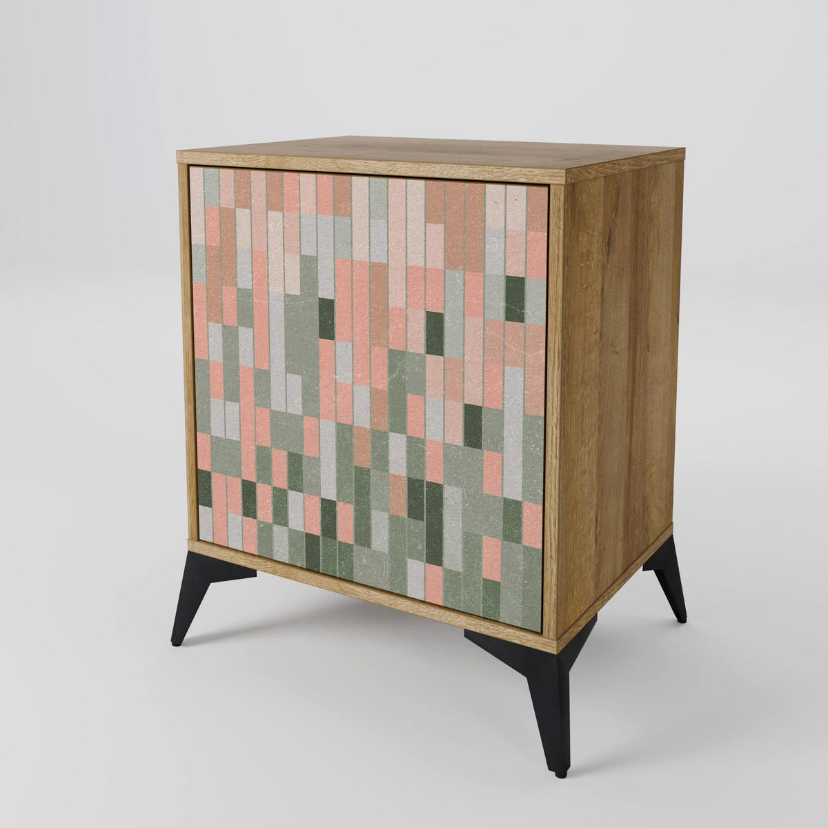 SIDEBOARD BUILDING THE FUTURE, Eichefarben, 57,5x42x72,5 cm, Schwarze Metallfüße - Eichefarben/Multicolor, Holzwerkstoff/Metall (57.5/72.5/42cm) - SpaceRebels
