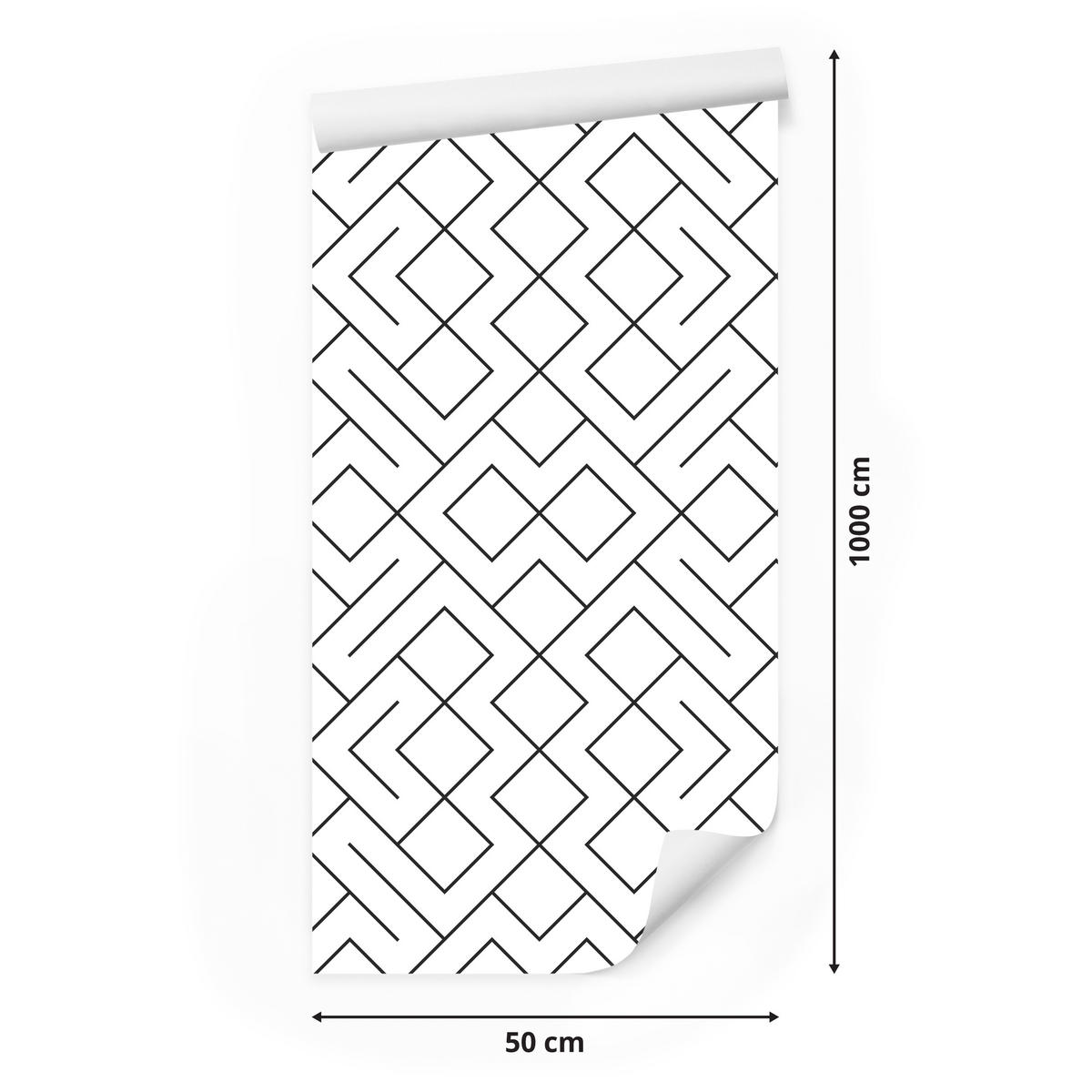 VLIESTAPETE Geometrische Linien – Schwarz, Weiß – 50x1000 cm - Schwarz/Weiß, Papier (50/1000cm) - Muralo