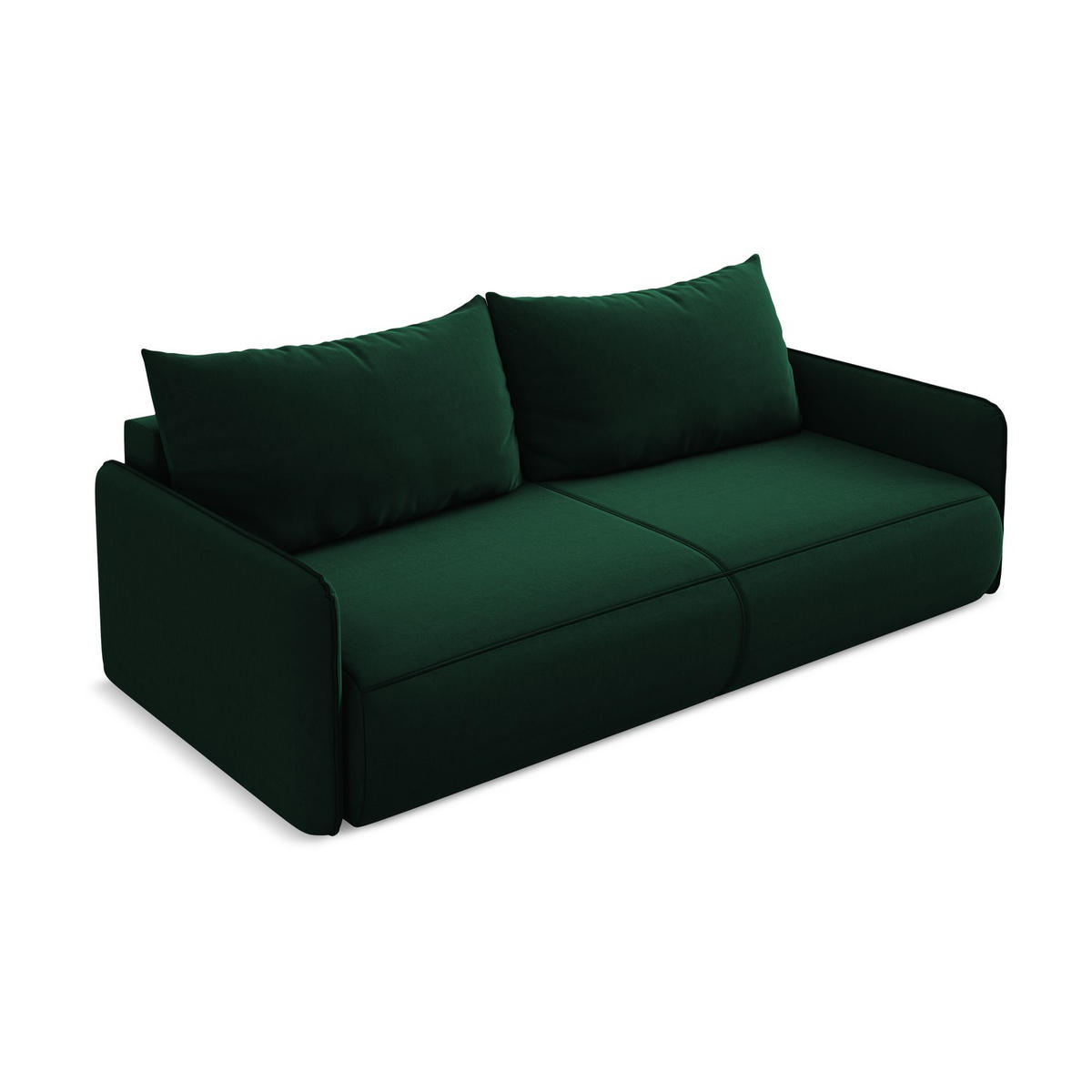 3-SITZER SOFA mit Schlaffunktion Samt Stoff Grün - Dunkelgrün/Schwarz, Kunststoff/Textil (216/86/105cm) - LaMiaSofa