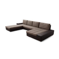 WOHNLANDSCHAFT VERONA U-Form mit Schlaffunktion, Bettkasten und Wellenfederung – Großzügiges Ecksofa 387 cm - Braun, Kunststoff (387/85/213cm) - Wohnideebilder