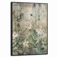 LEINWAND Bilder mit Rahmen - Blumen - Blätter - Abstrakt - Modern - 70x100 - Grau, Textil (70/100cm) - MuchoWow