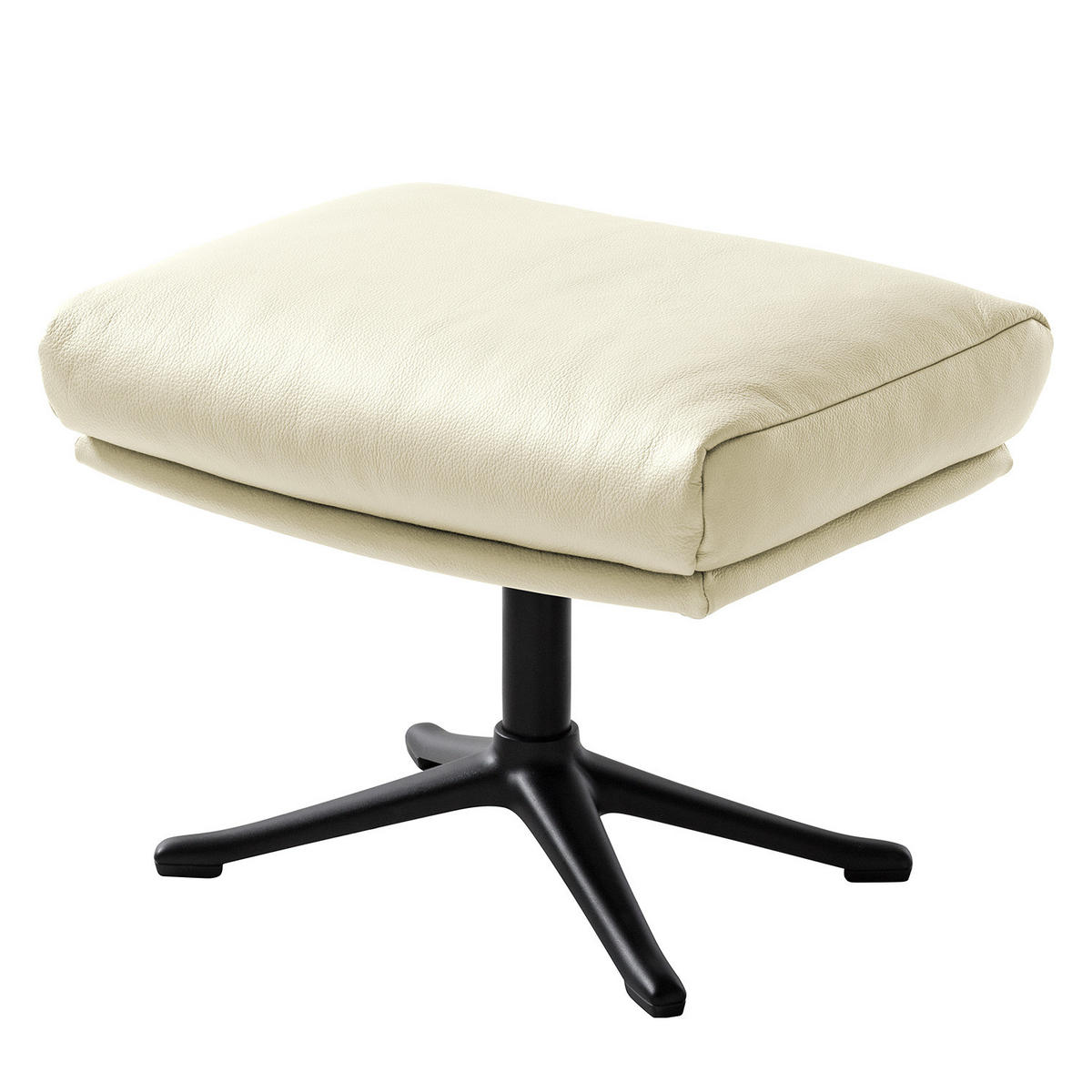 POLSTERHOCKER mit Kreuzfuß - Chromfarben/Weiß, Leder/Metall (51/37/41cm) - home24