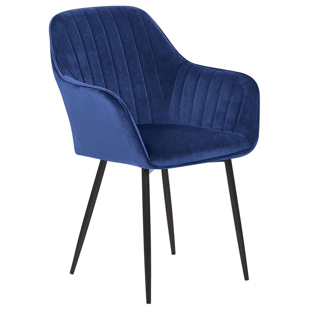 ESSZIMMERSTUHL 2er-Set Samtstoff Blau Wellston - Blau, Textil/Metall (58/86/43cm) - Beliani