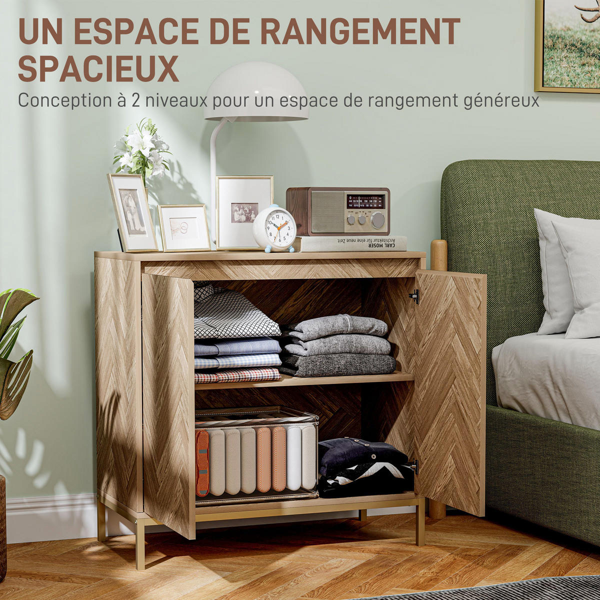 SIDEBOARD Eiche-Nachbildung, 2 Türen, 78/40/78 cm - Naturfarben, Holz (78/78/40cm) - PANGIVO
