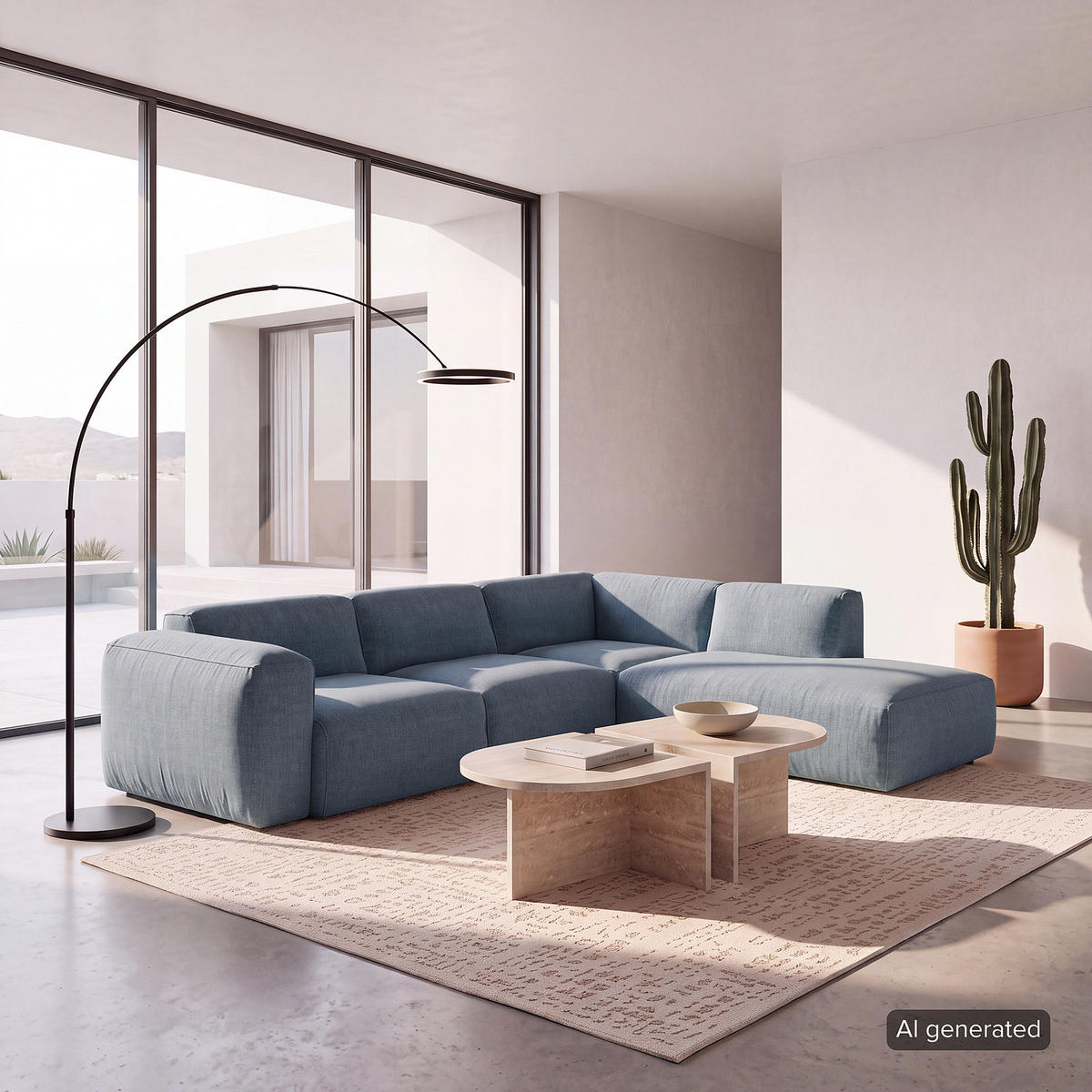 3-SITZER ECKSOFA mit Recamiere - Blaugrau/Schwarz, Kunststoff/Textil (295/231cm) - home24