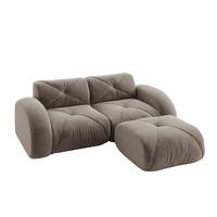 2-SITZER ECKSOFA Chenille Taupe mit Hocker - Braun, Textil (204/171cm) - WISHDOR