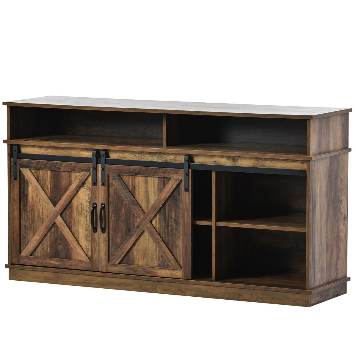 TV-SCHRANK aus Spanplatte 148x40x78 cm Braun mit Schiebetüren, verstellbaren Regalen und viel Stauraum - Rotbraun, Holzwerkstoff (148/78/40cm) - Modfu