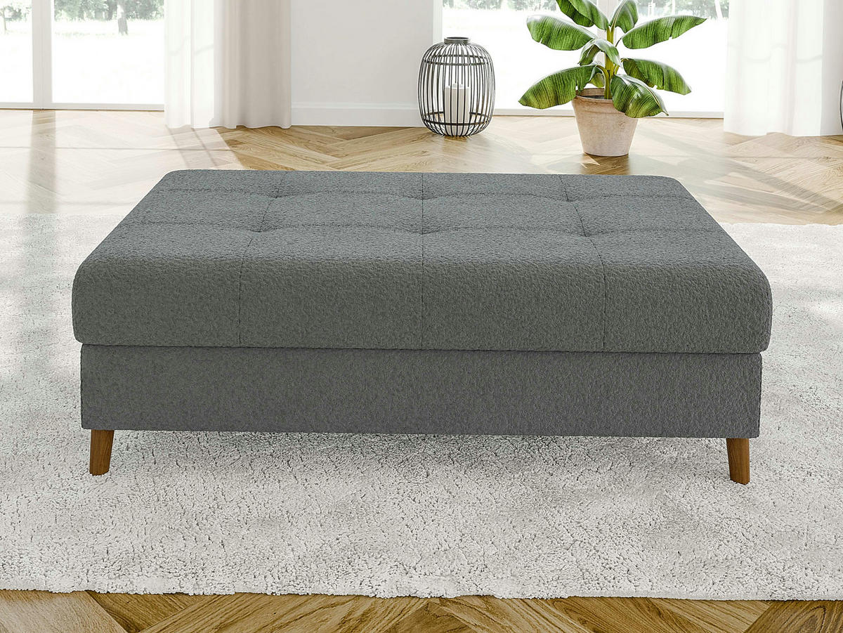 WOHNLANDSCHAFT inkl. Hocker Henrik Grau Boucle - Braun/Grau, Holz/Textil (310/81/161cm) - S-Style Möbel