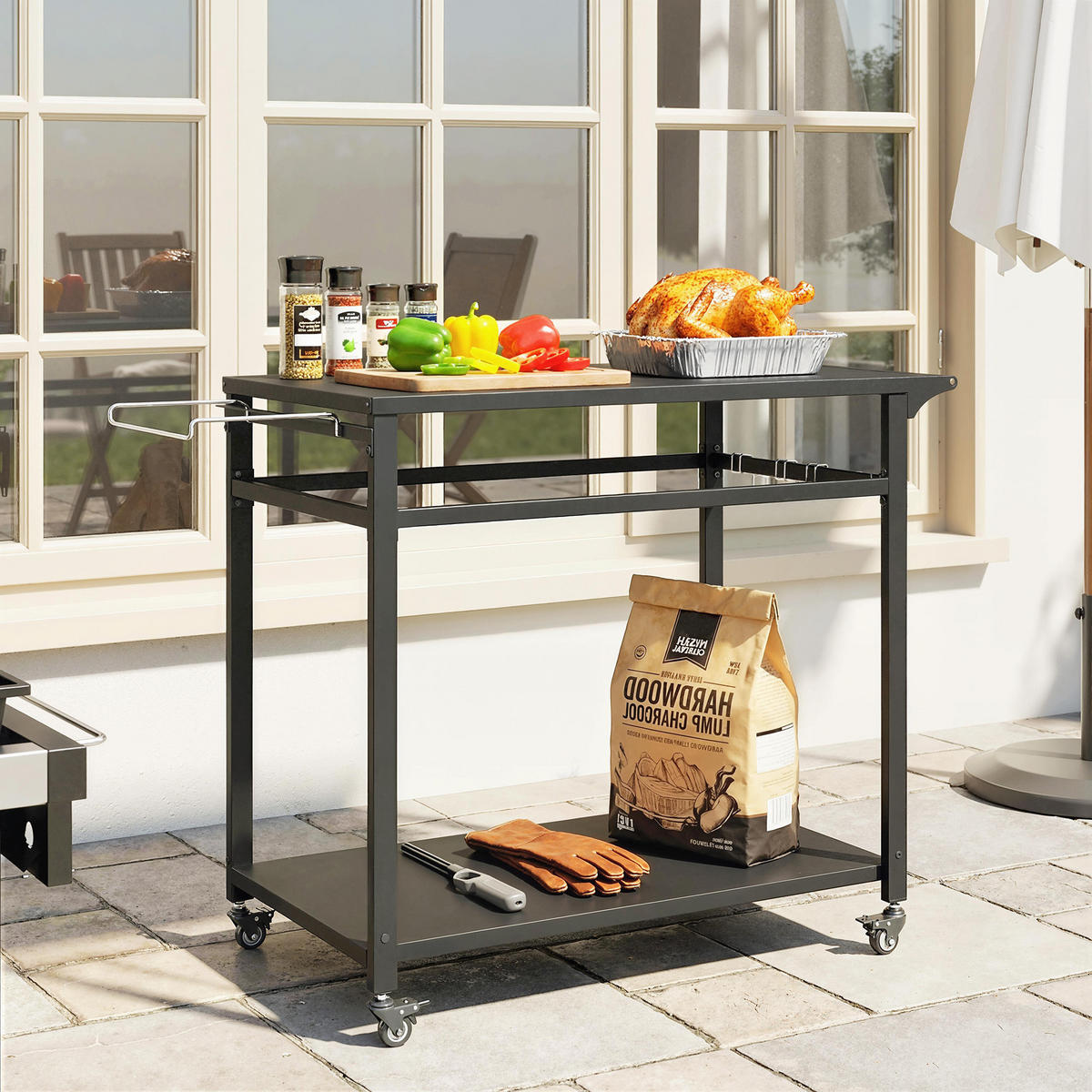 GRILLWAGEN Metall Schwarz - Schwarz, Metall (50.5/88/113cm) - Outsunny