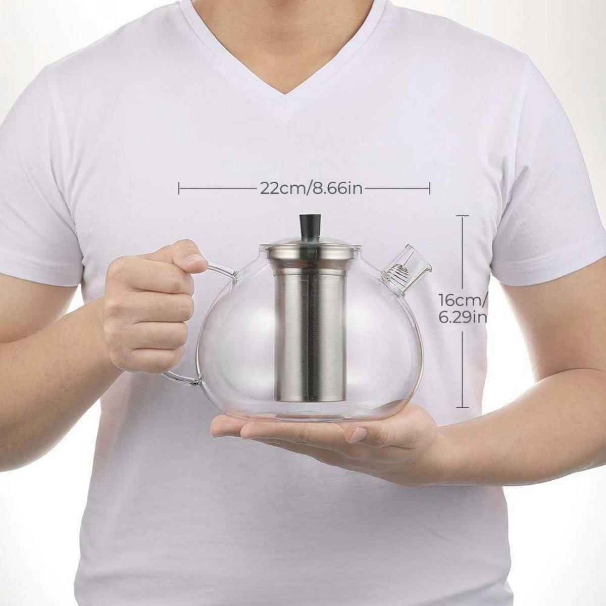 TEEKANNE Glas 2000ml mit Edelstahl-Sieb hitzebeständig - Transparent, Glas (22/22cm)