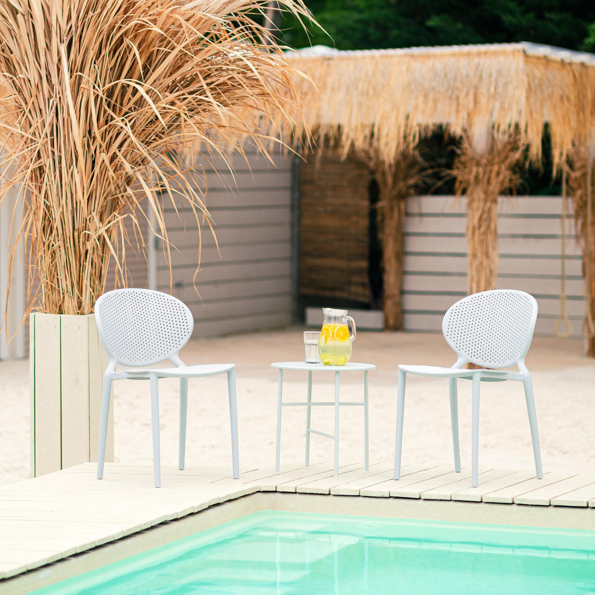 GARTENSTUHL 4er-Set Kunststoff Grau - Grau, Kunststoff (41/77/48cm) - Homestyle4u