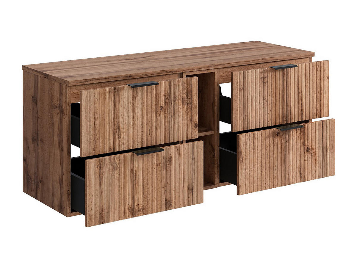 WASCHBECKENUNTERSCHRANK - 140cm x 46cm - MDF - naturfarben hell - ZEVARA - Naturfarben, Holz (140/57/46cm) - Vente-Unique