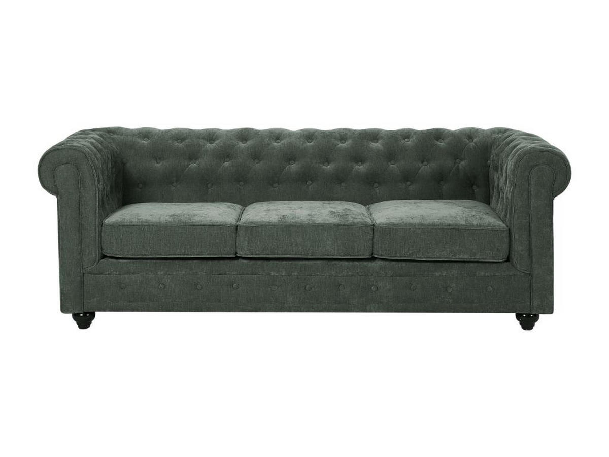 3-SITZER-SOFA - Stoff - Grün - CHESTERFIELD - Grün, Textil (88/72/205cm) - Vente-Unique