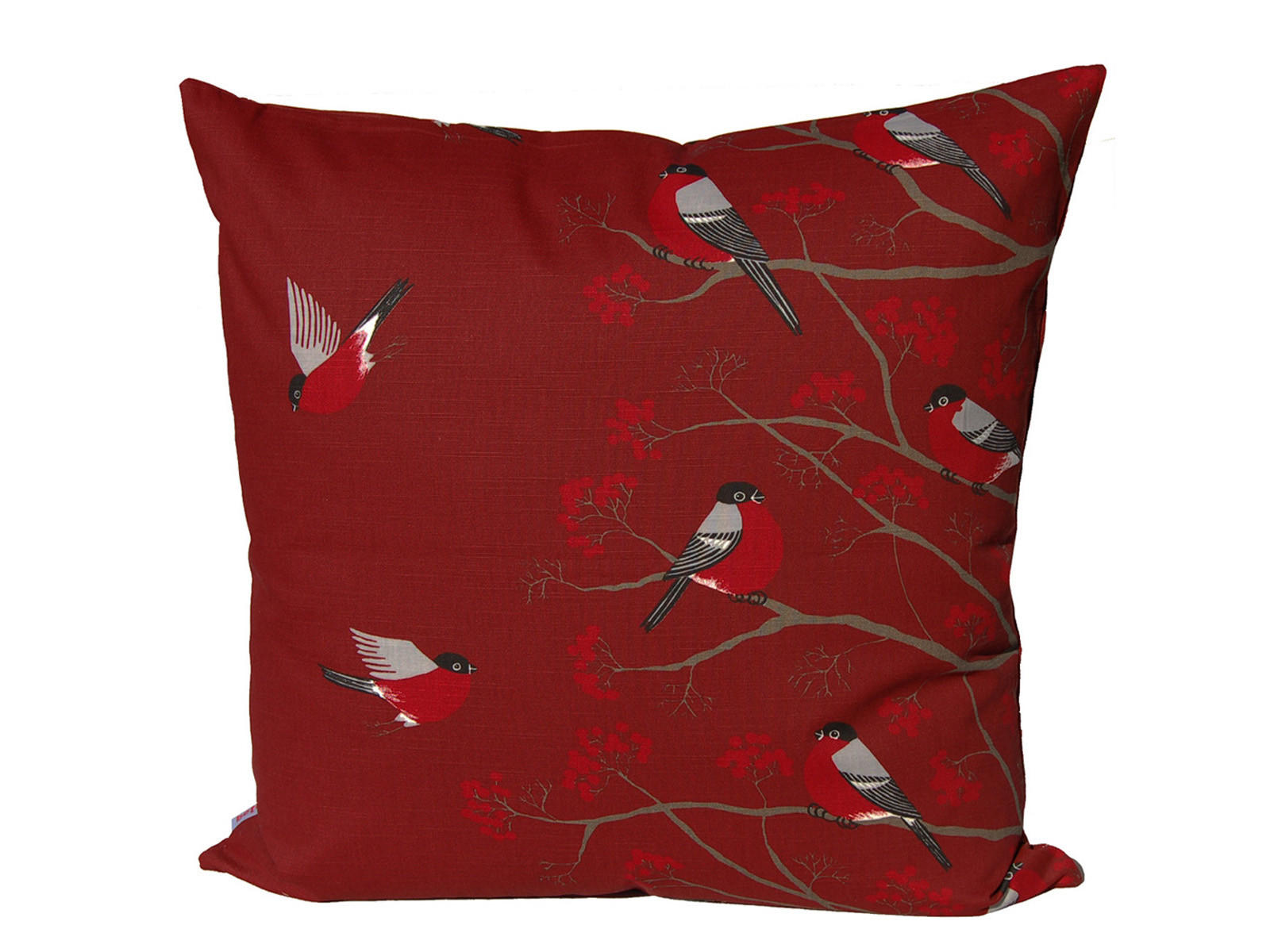 KISSENHÜLLE Beeren Vögel Baumwolle marsala 60/60 cm - Rot, Textil (60/60cm) - beties Heimtextil