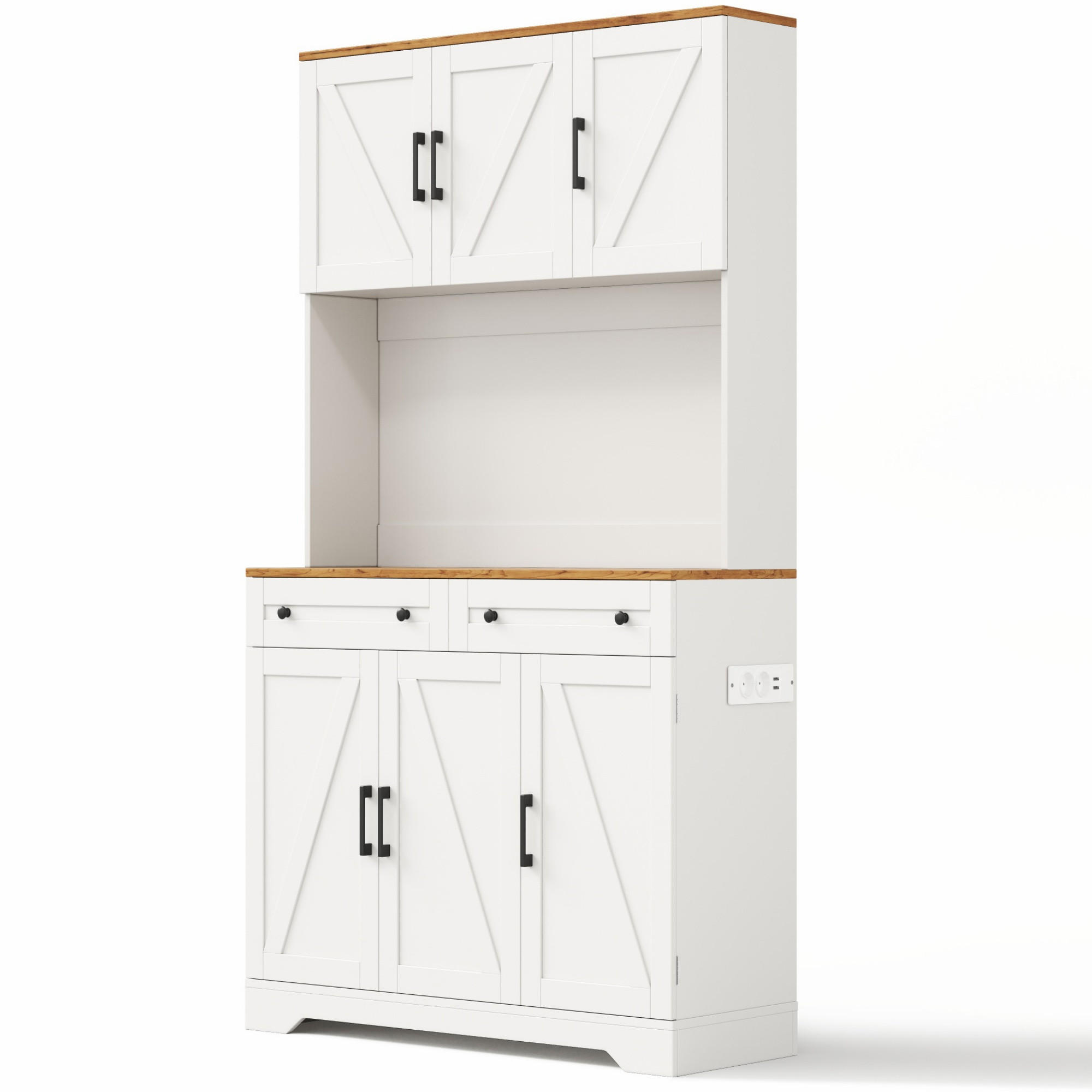 BUFFET DE-38733 100/40/180 cm LED-Beleuchtung und ausziehbarer Organizer Weiß - Weiß, Holzwerkstoff (100/180/40cm) - ComfortXL