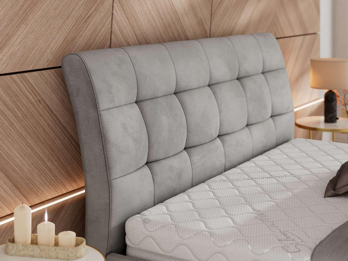 POLSTERBETT GALA CLASSIC 180/200 - Hellgrau Velvet - Schaum-Matratze - Hellgrau, Textil (180/200cm) - MKS