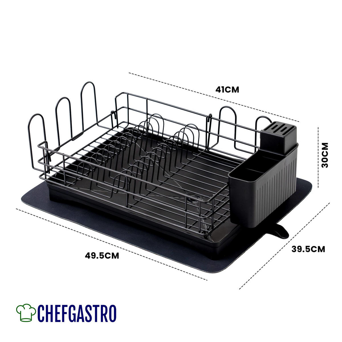 GESCHIRR-ABTROPFGESTELL 15x42x31cm Metall - Schwarz, Metall (42/15/31cm) - CHEFGASTRO