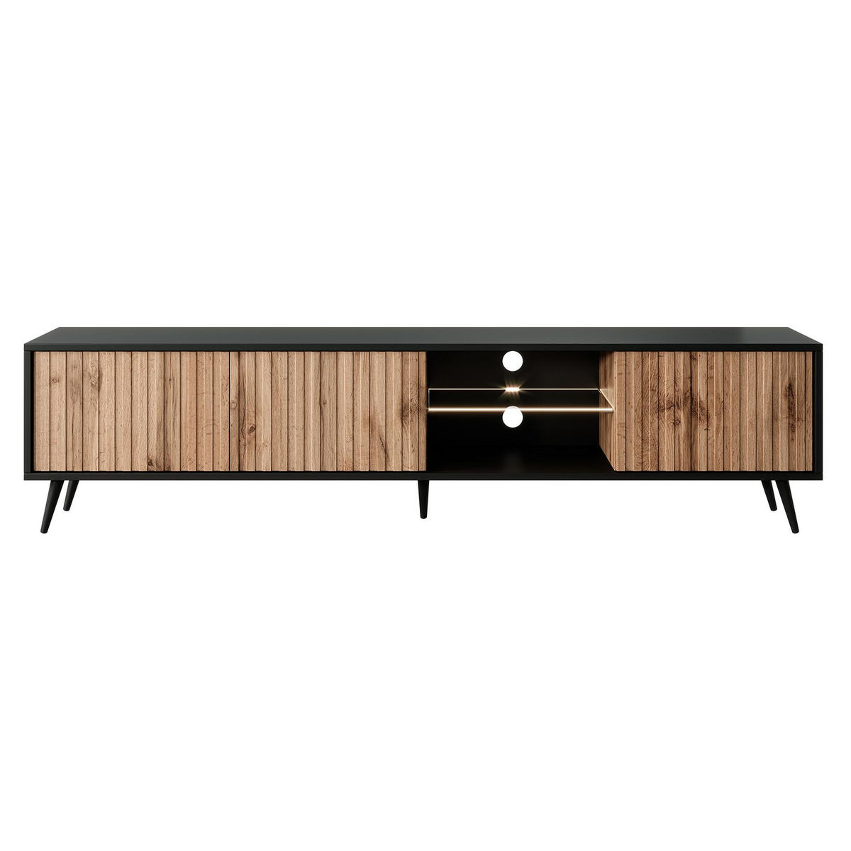 TV-LOWBOARD Bello Schwarz / Eiche 175 cm - Eichefarben/Schwarz, Holzwerkstoff/Metall (175/43.5/31.3cm) - Selsey