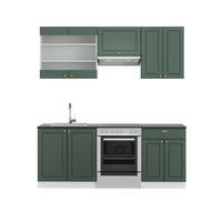 KÜCHENZEILE Fame-Line Grün-Gold Landhaus/Weiß 200 cm, AP Anthrazit - Weiß/Grün, Holzwerkstoff (200/81.6/60cm) - Vicco