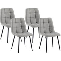 STUHL 4er Set Stoff Hellgrau - Hellgrau/Schwarz, Textil/Metall (45/84/55cm) - CLP