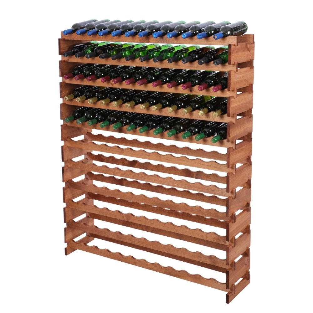 WEINREGAL VINOTECA FLEX PRO HxBxT 149x123x28cm 132 Flaschen auf 11 Ebenen Braun geölt - Braun, Holz (123/149/28cm) - PROREGAL
