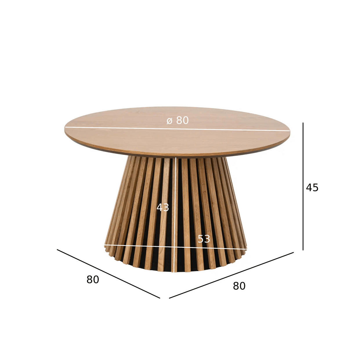 COUCHTISCH rund Wildeiche 80/80/45 cm - Honigeiche/Eichefarben, Holzwerkstoff (80/80/45cm) - Furnhouse