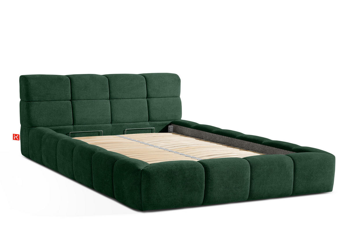 POLSTERBETT AERI 140/160/180/200 mit Rahmen und Bettkasten, dunkelgrün - Dunkelgrün, Holz/Holzwerkstoff (140/200cm) - KONSIMO®