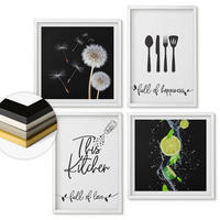 WANDBILDER 4er-Set - 50x50 cm & 40x60 cm Weißer Rahmen - Löwenzahn-Kalk-Kücheninschriften - Weiß, Kunststoff (50/50cm) - ArtPrintCave