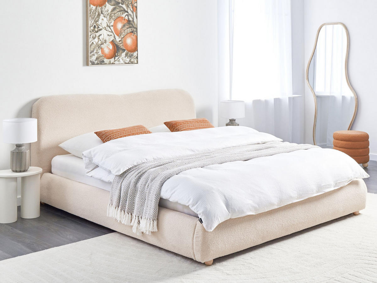 BETT mit Stauraum 180x200 cm Beige Blagnac - Beige, Textil (180/200cm) - Beliani