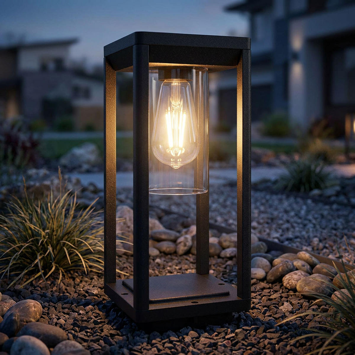 LED STEHLEUCHTE ALU Schwarz-matt Klar - Schwarz, Metall (15/15/35cm)