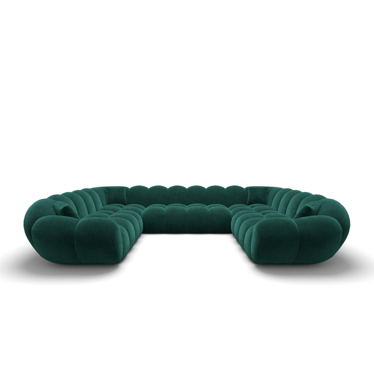 WOHNLANDSCHAFT Liva Smaragdgrün Samtstoff U-Form XXL Panorama - Smaragdgrün, Textil (316/70/258cm) - VAROYAL