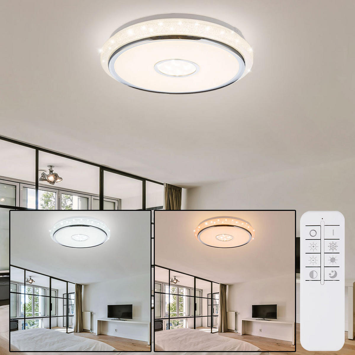 LED DECKENLEUCHTE DANI weiß Kristall - Weiß, Kunststoff (50/50/9.5cm)