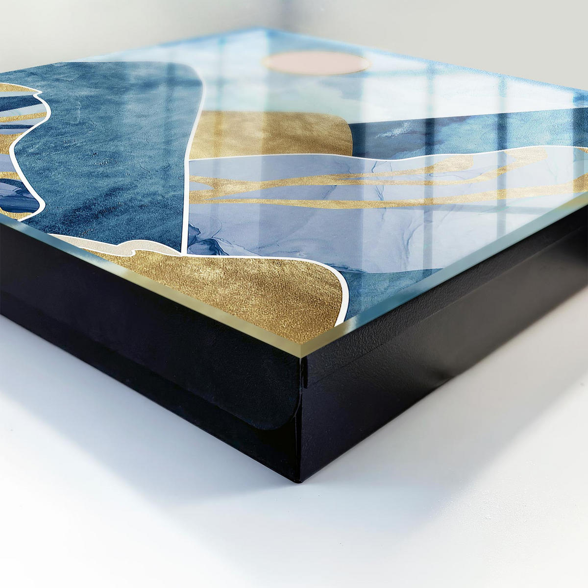 SCHLÜSSELBOX Schwarz 30x30 cm- Türöffnung nach rechts - Berglandschaft - Blau, Metall (30/30/5cm) - TULUP