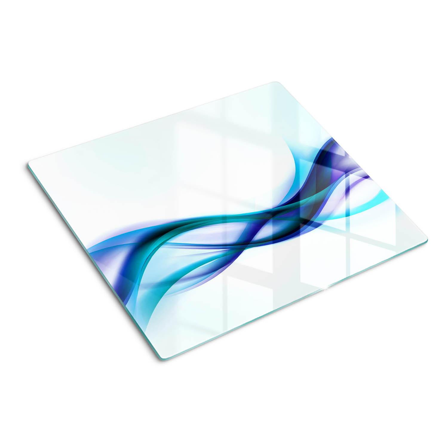 GLASPLATTE 60x52 cm Abstrakte Wellen - Blau, Glas (60/0.4/52cm) - TULUP