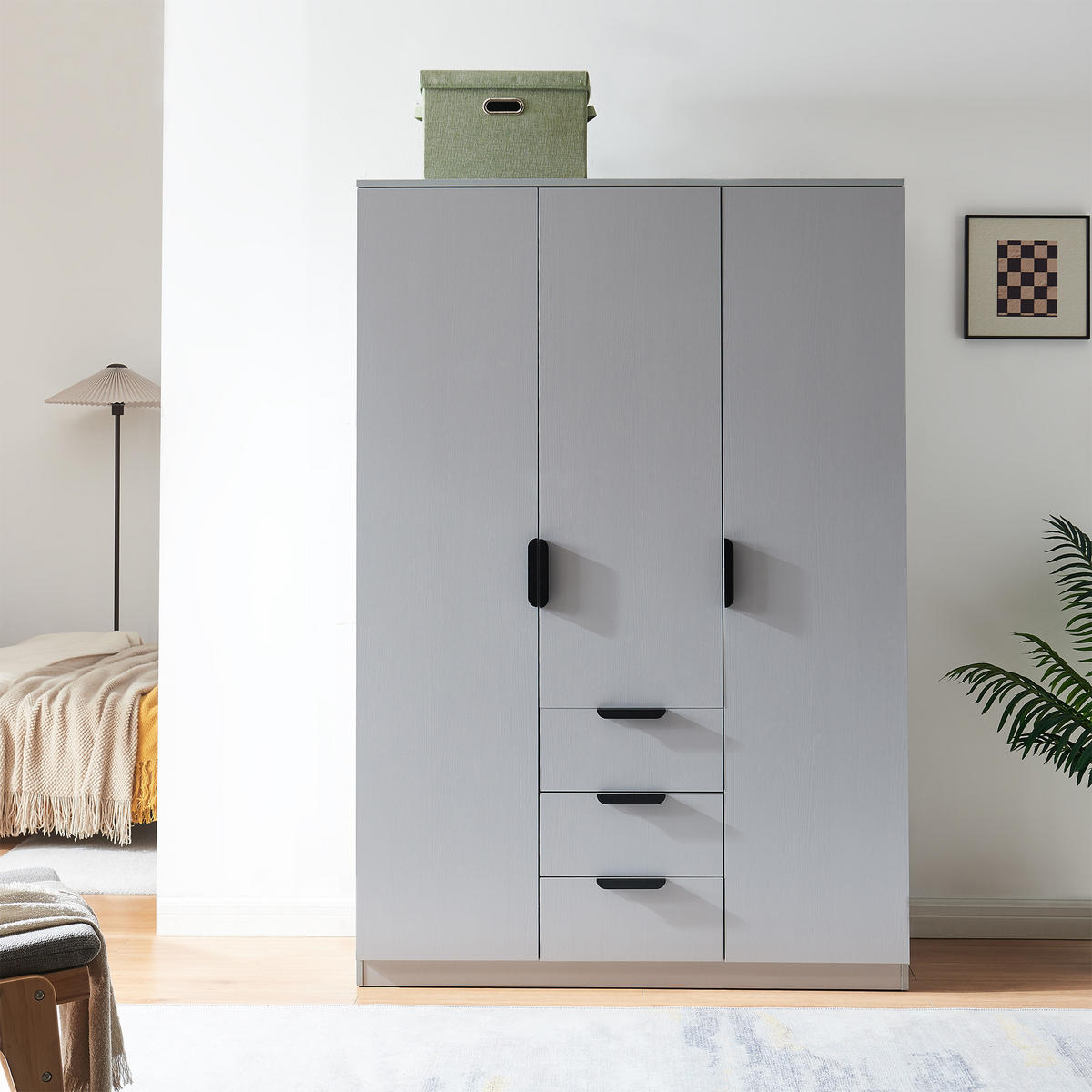 KLEIDERSCHRANK Eiselfing - Grau, Holzwerkstoff (120/176/52cm) - [en.casa]