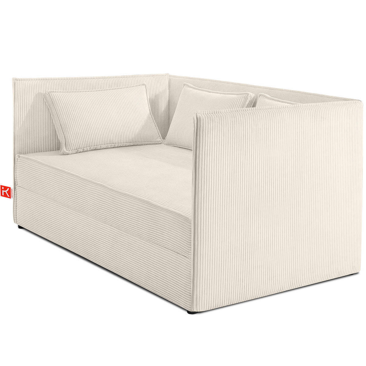 JUGENDBETT ROTI Einzelbett mit Bettkasten, 90x200cm, Bett mit Bonellmatratze, mit Rückenlehne - Ecru/Schwarz, Holz/Holzwerkstoff (92/200cm) - KONSIMO®